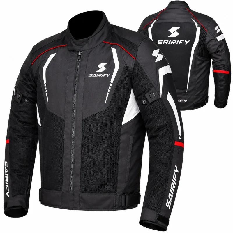 SE-MJ-3002 SAIRIFY Adventure Touring Air Mesh Motorcycle Jacket – Black Grey Red